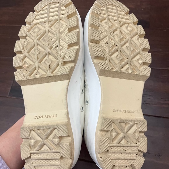 [Converse] Cream Leather High-Top Platform Sneakers - Picture 8 of 9